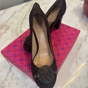 Tory Burch Dark Brown Suede Heels